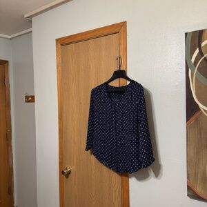Lands' End Size 2 Multi-Color w/Polka Dots 3/4 Sleeve Button-Front Blouse - EUC